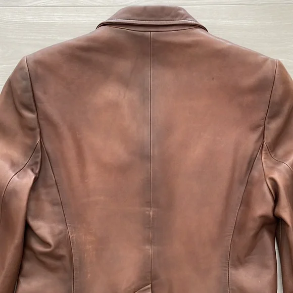Ralph Lauren Blue Label Brown Lamb Leather Blazer - Picture 10 of 15